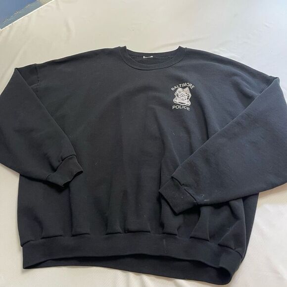 Baltimore Police Black VTG Crewneck Pullover Sweatshirt Size 3X - Picture 2 of 8